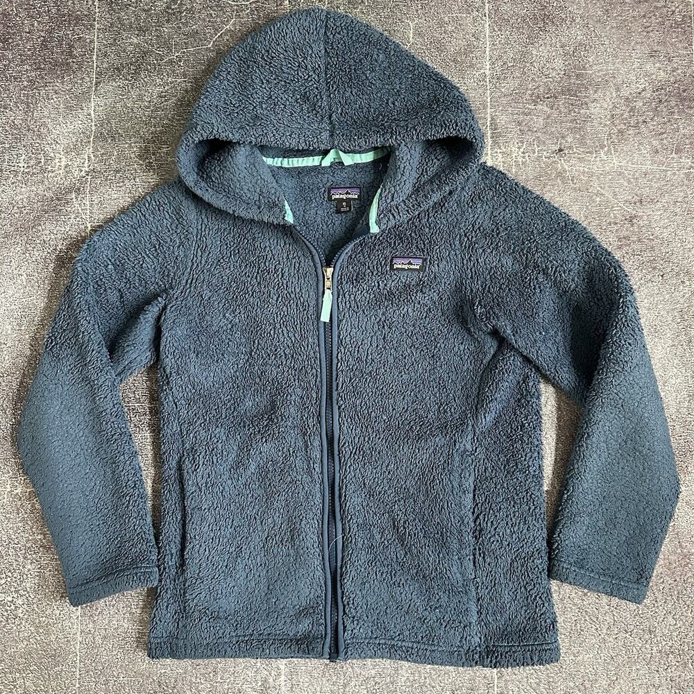 Girl's Patagonia Navy Blue Los Gatos Fuzzy Fleece Zip Up Hoody Jacket Sz XL (14)